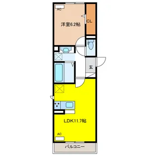 岐阜県羽島郡岐南町下印食3【アパート】の間取り