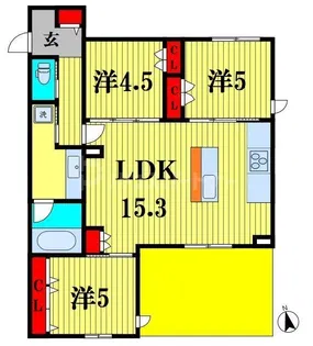 プランドール南流山【3階】の間取り