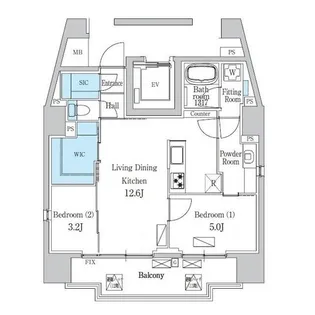 デュオフラッツ品川戸越【13階】の間取り