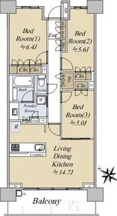 ブランズシティ久が原【7階】の間取り