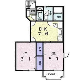 ベルデュール白羽C【1階】の間取り