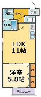 フジパレス西宮小松南【1階】の間取り