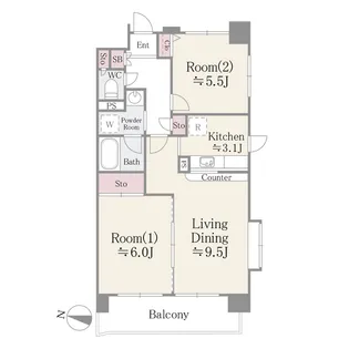 ディアプレイス【5階】の間取り