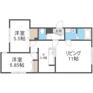 サリーヴィラ月寒東【4階】の間取り