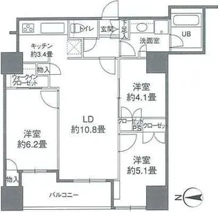 カスタリアタワー品川シーサイド【14階】の間取り
