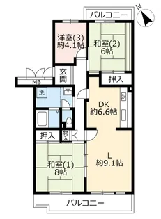 UR谷津パークタウン参番街【5階】の間取り