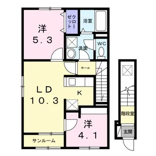 クレール亀山【2階】の間取り
