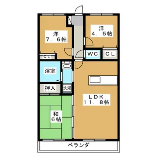 八功ハイツ市川大野壱番館【4階】の間取り