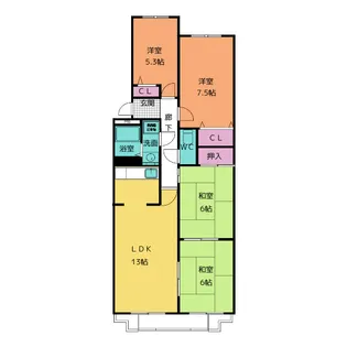 グランドハイツ原A棟【1階】の間取り