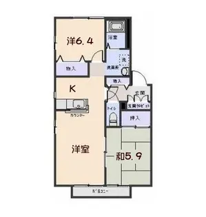 グリーンヒルズ B棟【2階】の間取り