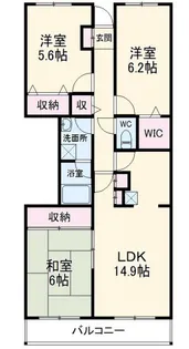 ビューパレー船橋弐番街【3階】の間取り