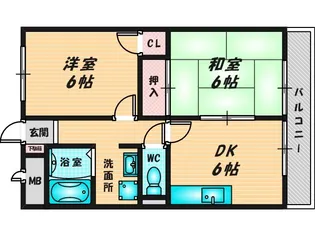 カルム東大阪【5階】の間取り