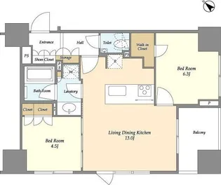 ドゥーエ月島II【5階】の間取り