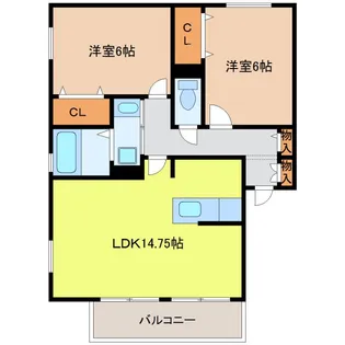 愛知県長久手市市が洞2【アパート】の間取り