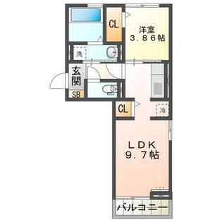 ディーシャンブル西富田 B【3階】の間取り