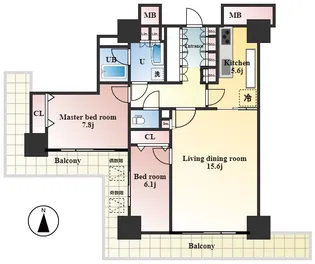 パシフィックロイヤルコートみなとみらい アーバンタワー<Mタイプ>【23階】の間取り