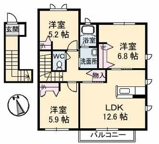 リベラ寺井II A棟【2階】の間取り