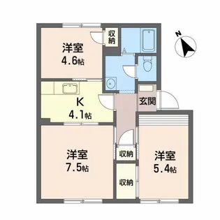 クレフォートメゾンB【1階】の間取り