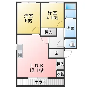 サニーハイツ B【1階】の間取り