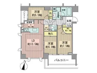 コンフォリア札幌植物園【13階】の間取り