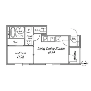 ハーモニーテラス勝山北【1階】の間取り