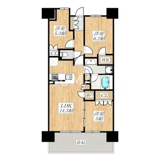 ザ・パークハウスオイコス赤羽志茂フォーススクエア【6階】の間取り