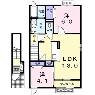 リサ・ファミリアI【2階】の間取り