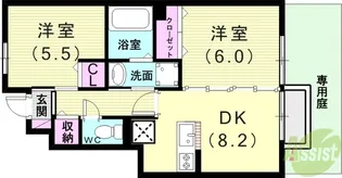 キャンフル ローレル【1階】の間取り