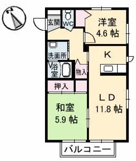 グランカーサ安岡V【2階】の間取り
