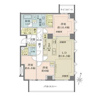 ザ・パークハウス千代田六番町【6階】の間取り