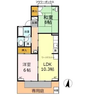 セジュールソシアA【1階】の間取り