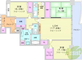 ライオンズタワー仙台広瀬【15階】の間取り