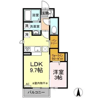 グラシアス オー B【1階】の間取り