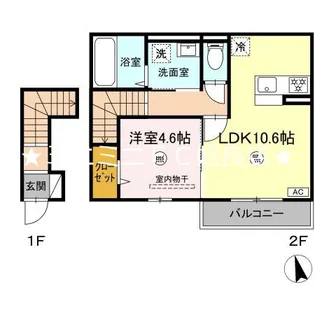 鹿児島県姶良市東餅田【アパート】の間取り