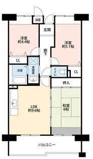 公社賃貸SMALIO 西田辺【9階】の間取り