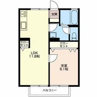 レジデンス青樹B B【2階】の間取り