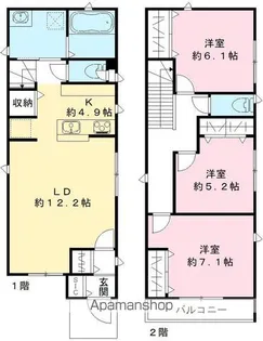 東京都新宿区北新宿4【一戸建】の間取り