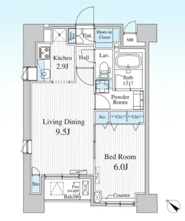 クレール日本橋【6階】の間取り