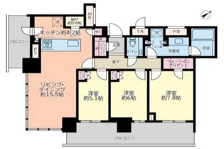 ブリリアタワー浜離宮【24階】の間取り