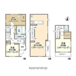 東京都豊島区千早4【一戸建】の間取り