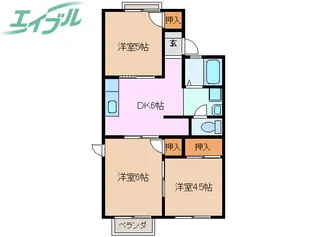 ハイツみやび【2階】の間取り
