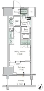 ONE ROOF RESIDENCE TAMACHI【8階】の間取り