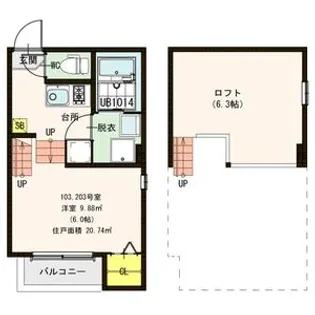 ハーモニーテラス南小泉【2階】の間取り