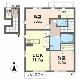 シャーメゾン白鳥C【2階】の間取り