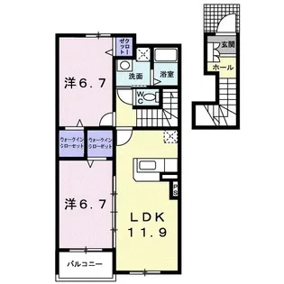 ウィンクルD【2階】の間取り