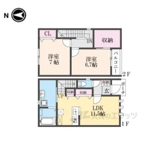 グランメゾン王寺南【2階】の間取り