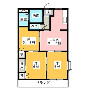 シャトーリバティー【1階】の間取り