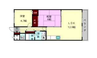 パインブルーム生駒【2階】の間取り