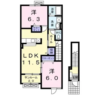 サンハイム B【2階】の間取り