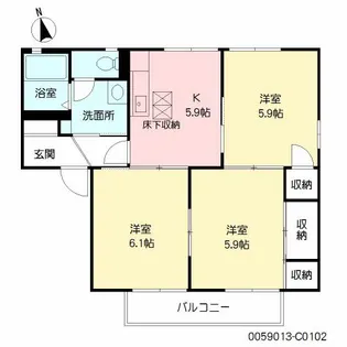 コンフォート山川【1階】の間取り